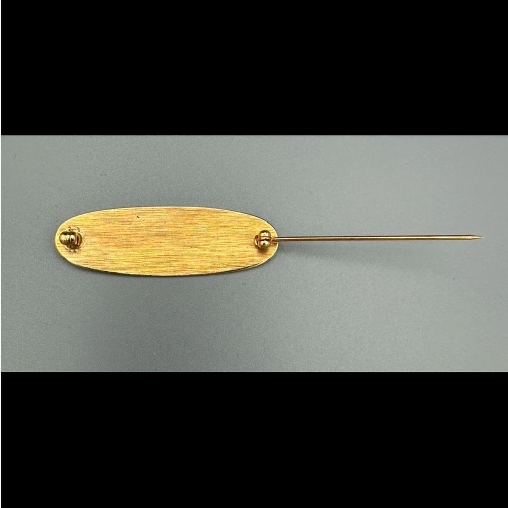 Vintage Napier Signed Victorian Revival Gold Tone Etched Floral Oval Brooch Pin - Picture 4 of 8